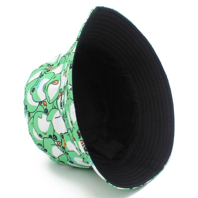 Packable Hat Nylon - A52E Paketlenebilir Kurbağalar Baskı Güneş Şapkası