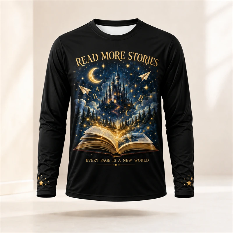 Tee Graphic Print - Erkek Fantazi Sihirli Kale Kitap Baskılı