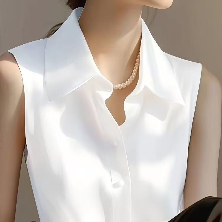 Shirt Camp Collar - Fransız Saten POLO Yaka Kolsuz Yelek