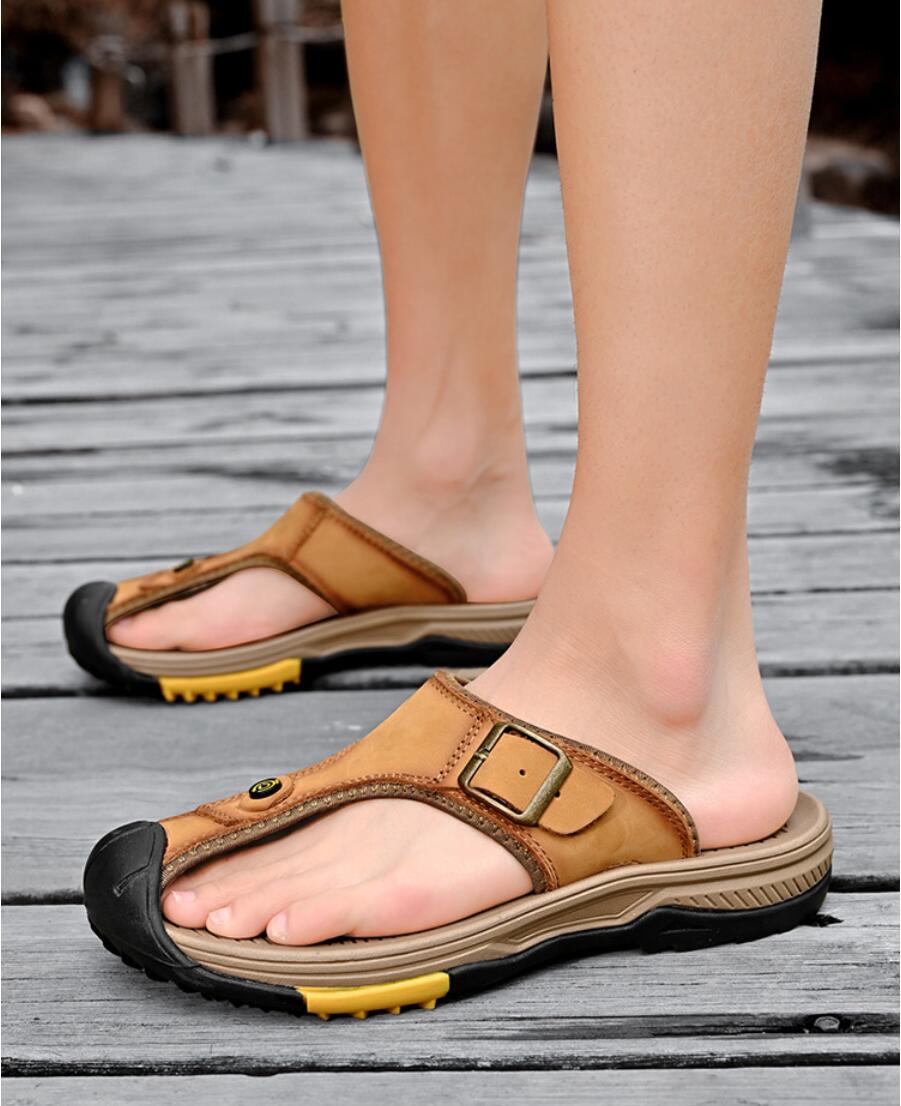 Hakiki Deri Sandalet Erkekler  - Flip Flop Leather Men incelemesi ve fiyatı