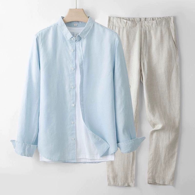 Bahar Yeni erkek Pamuk Keten U - Linen Shirt Breathable incelemesi ve fiyatı