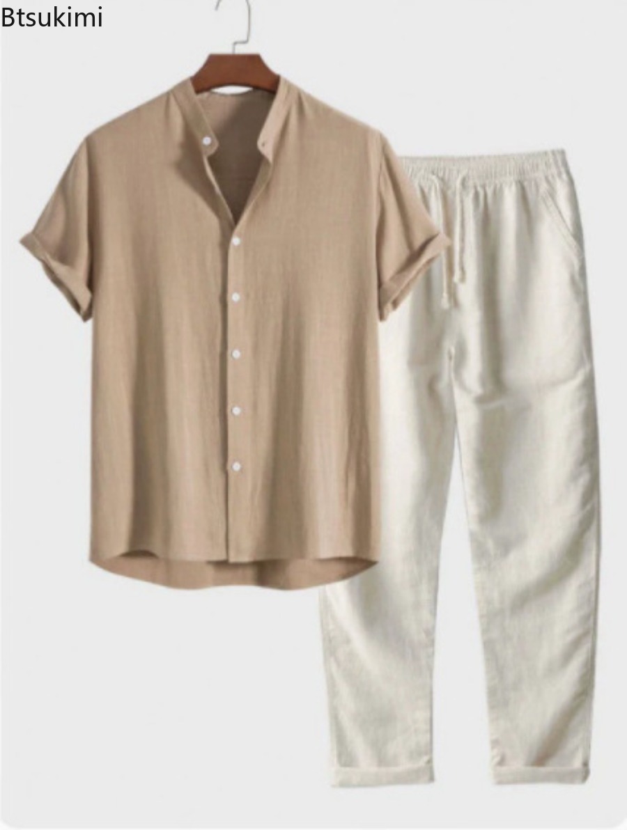 2026 Erkek Modası Düz Renk Pla - Linen Shirt Breathable incelemesi ve fiyatı