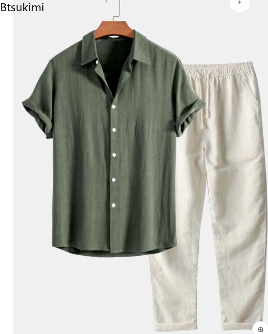 2026 Erkek Modası Düz Renk Pla - Linen Shirt Breathable incelemesi ve fiyatı
