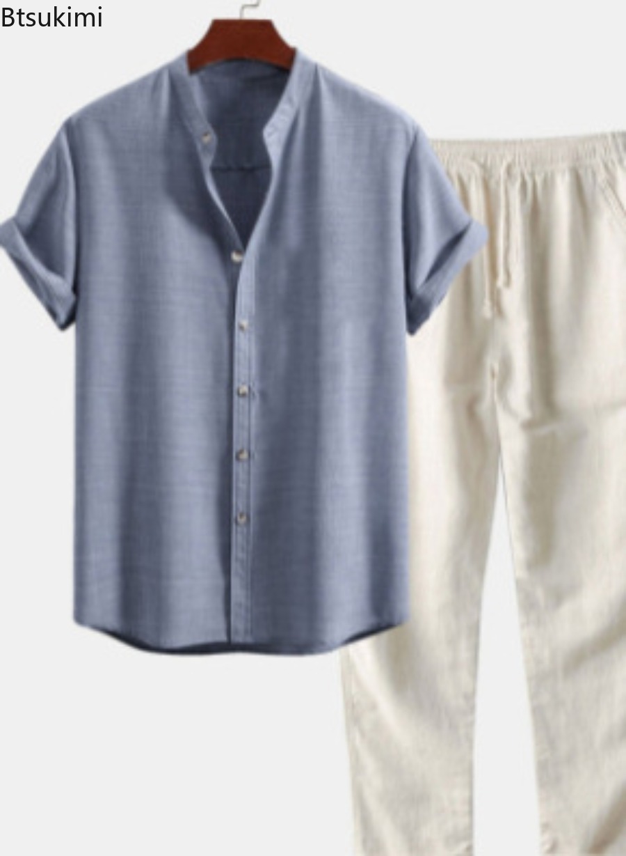 2026 Erkek Modası Düz Renk Pla - Linen Shirt Breathable incelemesi ve fiyatı
